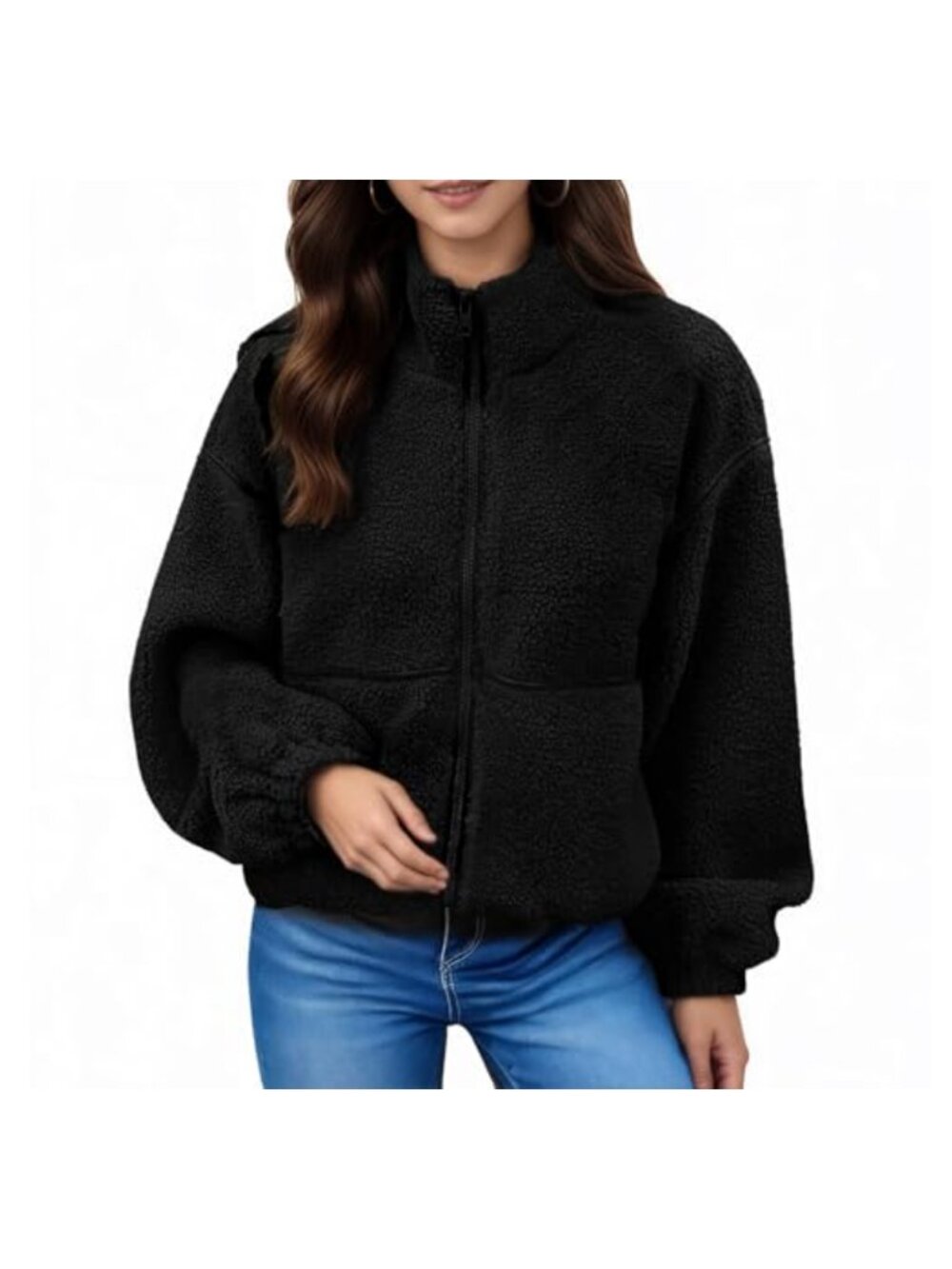 Women's Faux Fur Sherpa Fleece Jacket Zip Up Oversized Winter Coat